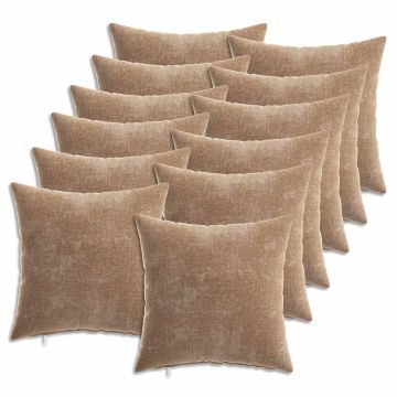 Federa 12 pz HEERLEN Marrone 40 x 40 cm Tessuto Chenille