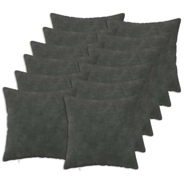Federa 12 pcs HEERLEN Antracite 40 x 40 cm Fleece in microfibra