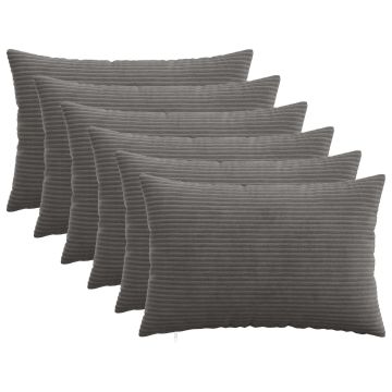 Federa 6 pcs HEERLEN Grigio Scuro 40 x 60 cm corduroy