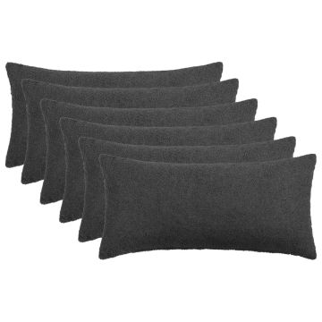 Federa 6 pcs HEERLEN Grigio Scuro 40 x 70 cm Bouclé