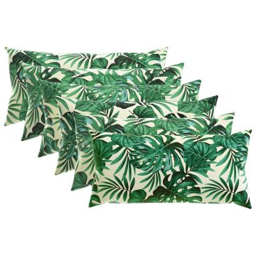 Federa 6 pcs HEERLEN Motivo a Foglie 40 x 80 cm Poliestere