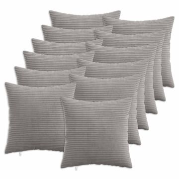 Federa 12 pcs HEERLEN Grigio Chiaro 45 x 45 cm corduroy