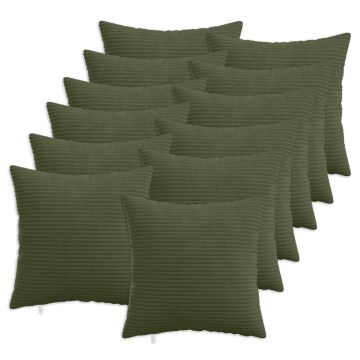Federa 12 pcs HEERLEN Verde 45 x 45 cm corduroy