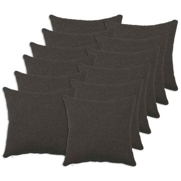 Federa 12 pcs HEERLEN Grigio Scuro 45 x 45 cm Bouclé