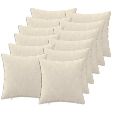 Federa 12 pcs HEERLEN Crema 45 x 45 cm Fleece in microfibra