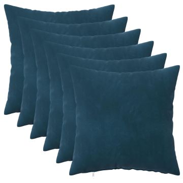 Federa 6 pcs HEERLEN Blu 50 x 50 cm Velluto