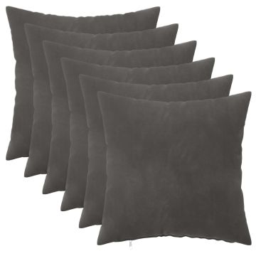 Federa 6 pcs HEERLEN Grigio Scuro 50 x 50 cm Velluto