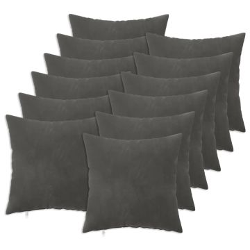 Federa 12 pcs HEERLEN Grigio Scuro 50 x 50 cm Velluto