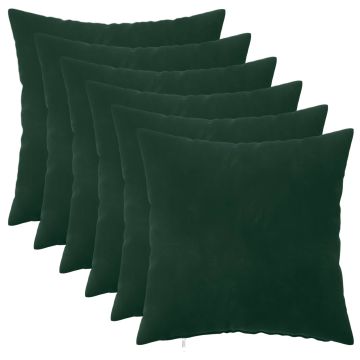 Federa 6 pcs HEERLEN Verde Scuro 50 x 50 cm Velluto