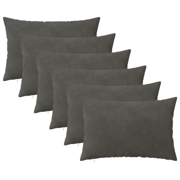 Federa 6 pcs HEERLEN Grigio Scuro 50 x 75 cm Velluto