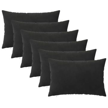 Federa 6 pcs HEERLEN Nero 50 x 75 cm Velluto