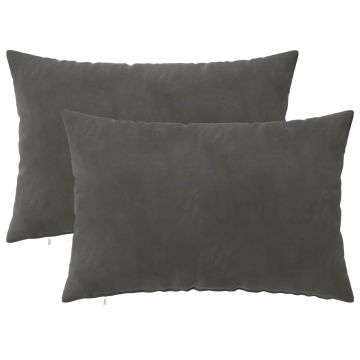 Federa 2 pcs HEERLEN Grigio Scuro 50 x 80 cm Velluto