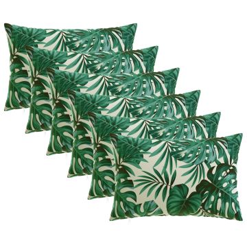 Federa 6 pcs HEERLEN Motivo a Foglie 50 x 80 cm Poliestere