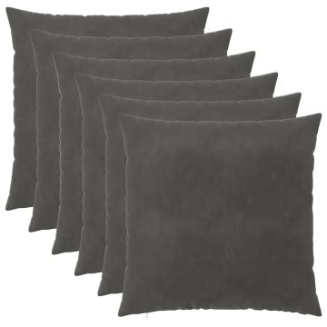 Federa 6 pcs HEERLEN Grigio Scuro 55 x 55 cm Velluto