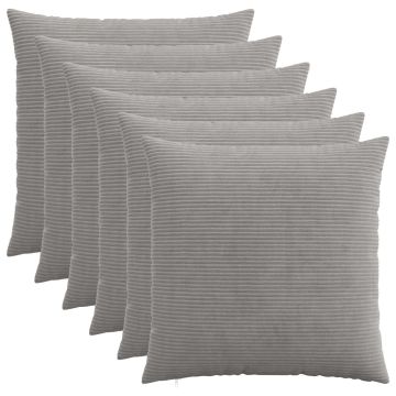 Federa 6 pcs HEERLEN Grigio Chiaro 55 x 55 cm corduroy