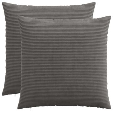 Federa 2 pcs HEERLEN Grigio Scuro 55 x 55 cm corduroy