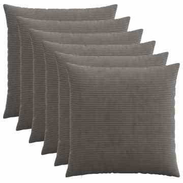 Federa 6 pcs HEERLEN Grigio Scuro 55 x 55 cm corduroy