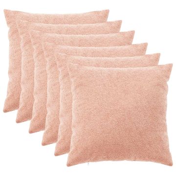 Federa 6 pcs HEERLEN Rosa 55 x 55 cm Bouclé