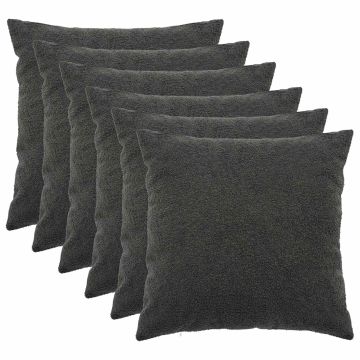 Federa 6 pz HEERLEN Grigio Scuro 55 x 55 cm Bouclé