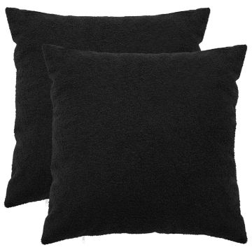 Federa 2 pcs HEERLEN Nero 55 x 55 cm Bouclé