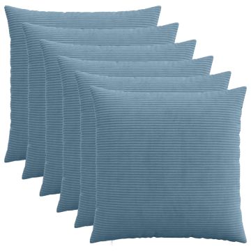 Federa 6 pcs HEERLEN Blu 60 x 60 cm corduroy