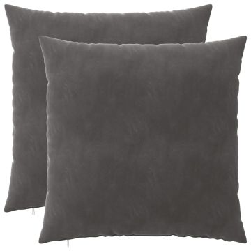 Federa 2 pcs HEERLEN Grigio Scuro 65 x 65 cm Velluto
