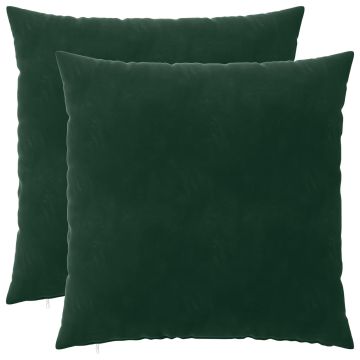Federa 2 pcs HEERLEN Verde Scuro 65 x 65 cm Velluto