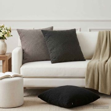 Federa 6 pcs HEERLEN Grigio Scuro 65 x 65 cm Bouclé