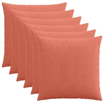 Federa 6 pcs HEERLEN Rosso Arancio 80 x 80 cm corduroy