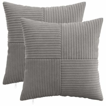 Federa 2 pcs ALMELO Grigio Chiaro 30 x 30 cm corduroy
