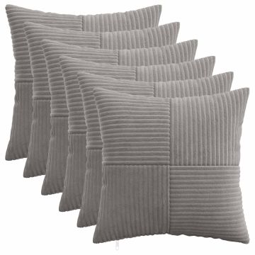 Federa 6 pcs ALMELO Grigio Chiaro 30 x 30 cm corduroy