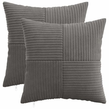 Federa 2 pcs ALMELO Grigio Scuro 30 x 30 cm corduroy