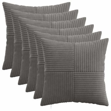 Federa 6 pcs ALMELO Grigio Scuro 30 x 30 cm corduroy