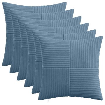 Federa 6 pcs ALMELO Blu 30 x 30 cm corduroy