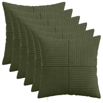 Federa 6 pcs ALMELO Verde 30 x 30 cm corduroy