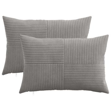 Federa 2 pcs ALMELO Grigio Chiaro 30 x 50 cm corduroy