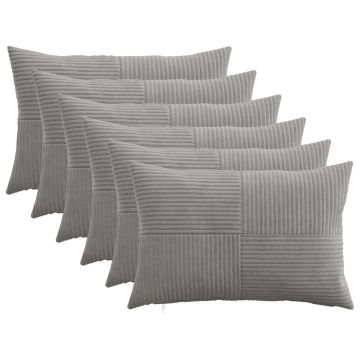 Federa 6 pcs ALMELO Grigio Chiaro 30 x 50 cm corduroy