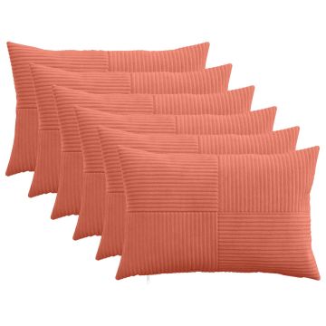 Federa 6 pcs ALMELO Rosso Arancio 30 x 50 cm corduroy