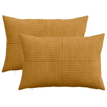 Federa 2 pcs ALMELO Giallo 30 x 50 cm corduroy