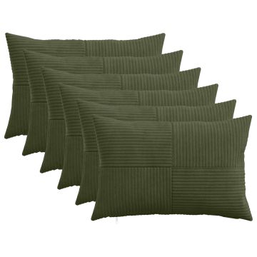 Federa 6 pcs ALMELO Verde 30 x 50 cm corduroy