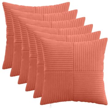 Federa 6 pcs ALMELO Rosso Arancio 40 x 40 cm corduroy