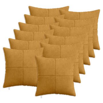 Federa 12 pcs ALMELO Giallo 40 x 40 cm corduroy