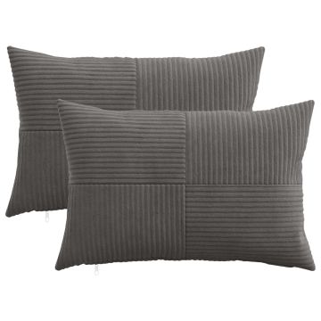 Federa 2 pcs ALMELO Grigio Scuro 40 x 60 cm corduroy