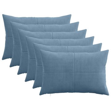 Federa 6 pcs ALMELO Blu 40 x 60 cm corduroy