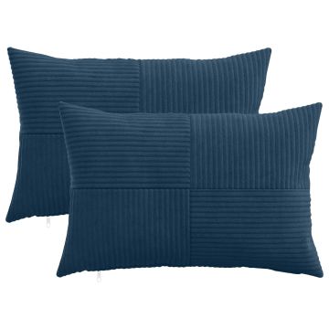 Federa 2 pcs ALMELO Blu navy 40 x 60 cm corduroy