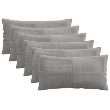 Federa 6 pcs ALMELO Grigio Chiaro 40 x 70 cm corduroy