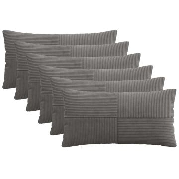 Federa 6 pcs ALMELO Grigio Scuro 40 x 70 cm corduroy