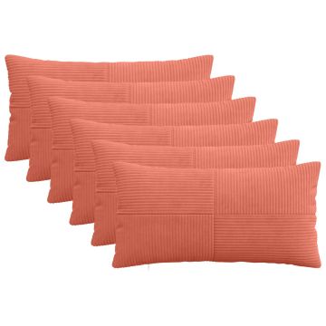 Federa 6 pcs ALMELO Rosso Arancio 40 x 70 cm corduroy
