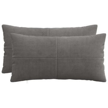 Federa 2 pcs ALMELO Grigio Scuro 40 x 80 cm corduroy