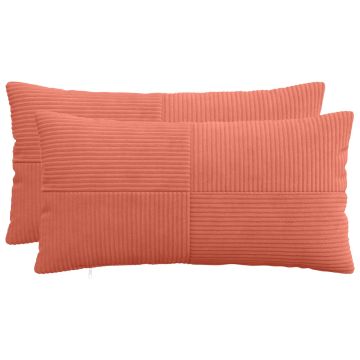 Federa 2 pcs ALMELO Rosso Arancio 40 x 80 cm corduroy